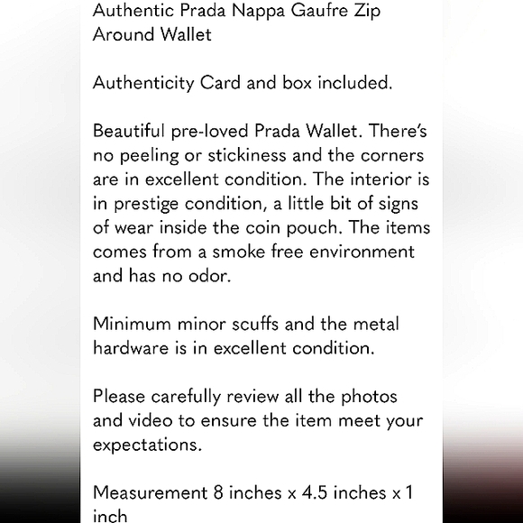 PRADA AUTHENTIC NAPPA GAUFRE ZIP AROUND LEATHER WALLET W/BOX & COA EUC - Picture 11 of 11